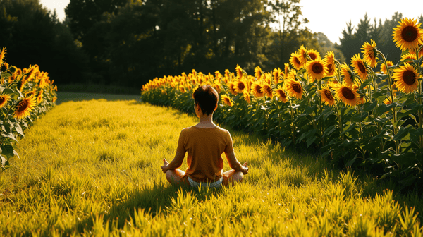 ademen en meditatie zonnebloemen